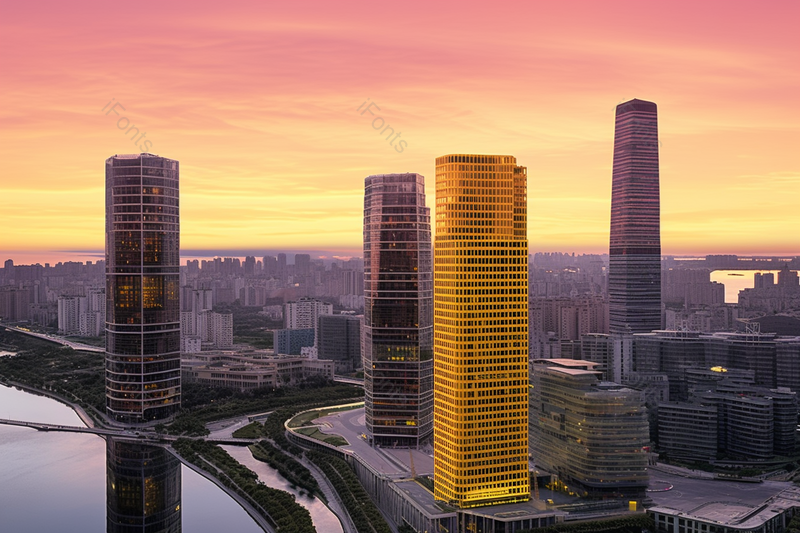 黄昏下的沿岸城市航拍,高清,摄影图,摄影图片,图片大全,摄影图免费下载